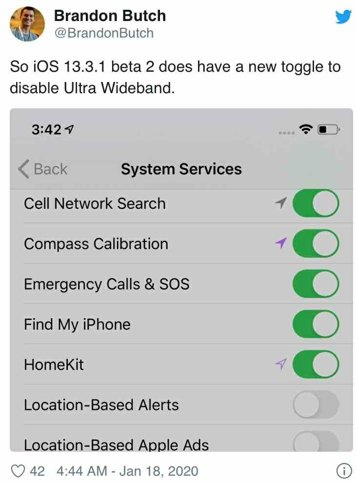 Apple iPhone 11 users can disable UWB in iOS 13.3.1 Beta 2